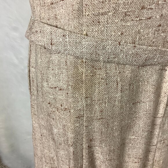 Vintage 60s Beige Tweed Belted Dress, Double Breasted Jacket, Belt & Scarf Set L - Picture 11 of 14
